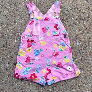 VTG Rachel’s Kids Girl’s Floral Short Pink Overalls Size 5